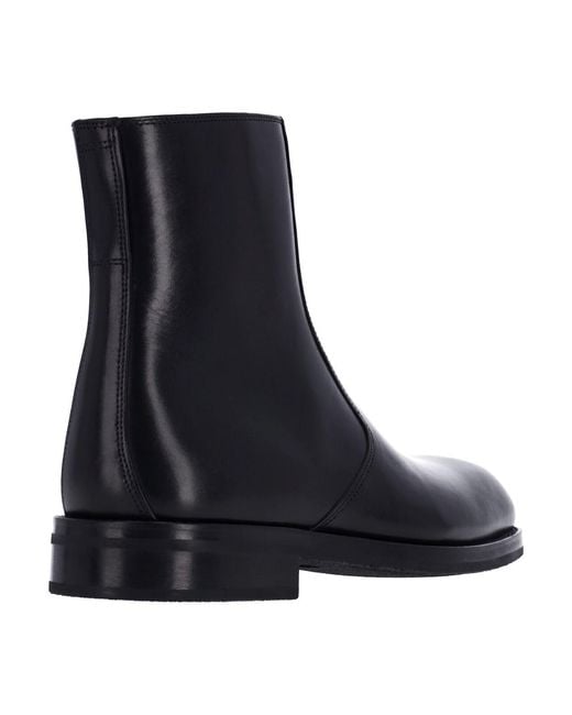 Lemaire Black Leather Zip Ankle Boots for men