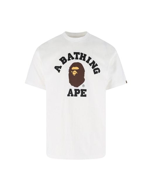 A Bathing Ape White Graphic T-Shirt for men