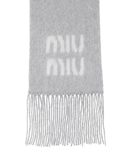 Miu Miu White Logo Scarf