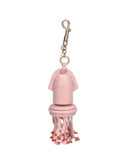 Anya Hindmarch Pink Goat Leather Keychain Charm