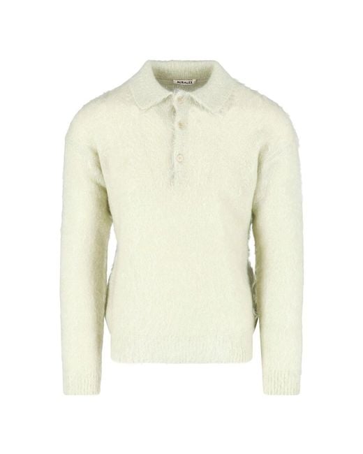 Auralee White Mohair Polo for men
