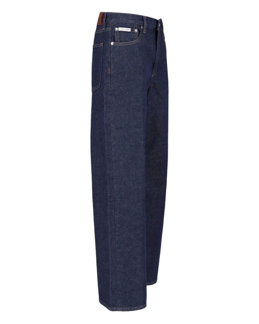 Calvin Klein Blue High-Rise Wide-Leg Jeans