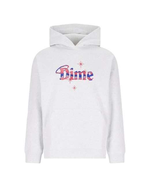 Dime White Logo Embroidery Sweatshirt for men