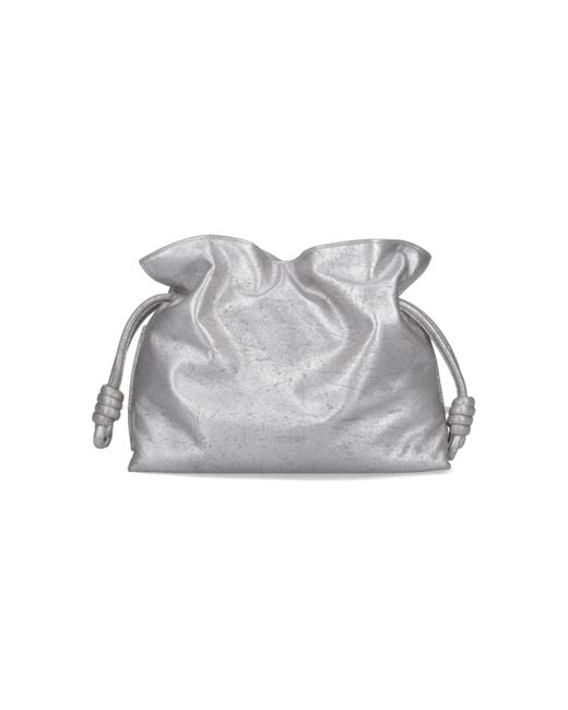 Loewe Gray Medium Shoulder Bag "Flamenco Clutch"