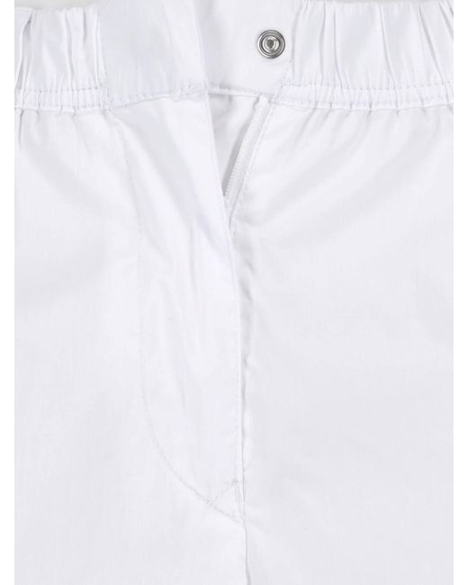 Aspesi White Wide Cotton Blend Trousers