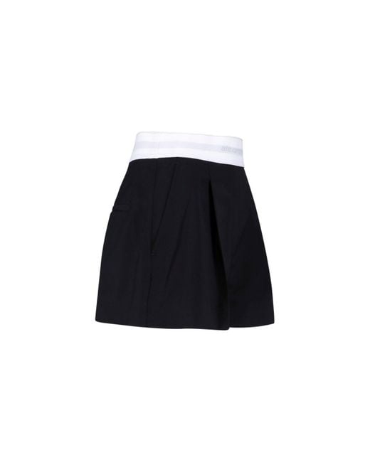 Alexander Wang Black High-Waisted Wool Shorts With Elastic Waist