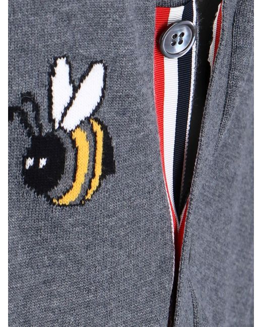 Cardigan "Birds And Bees" di Thom Browne in Blue da Uomo