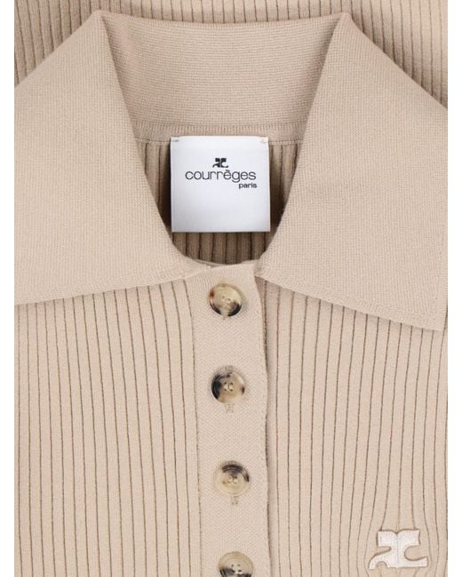 Courreges Natural Knitted Polo Shirt