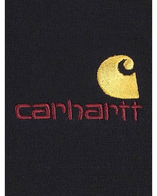 Carhartt Blue American Script Sweatshirt With Fixed Hood And Kangaroo Pocket For for men
