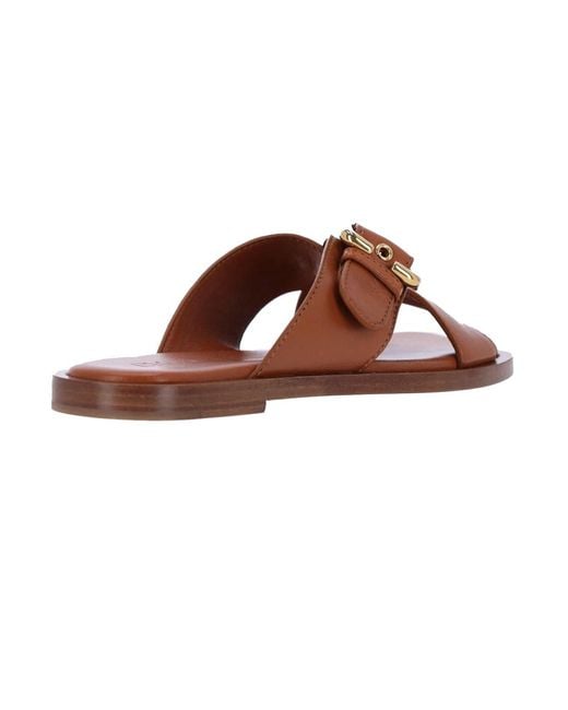 Chloé Brown Chic Leather Sandals For