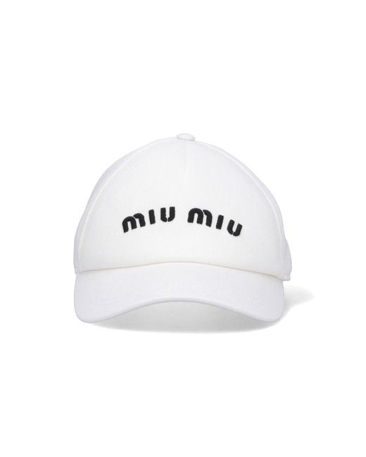 Miu Miu White Logo Baseball Cap