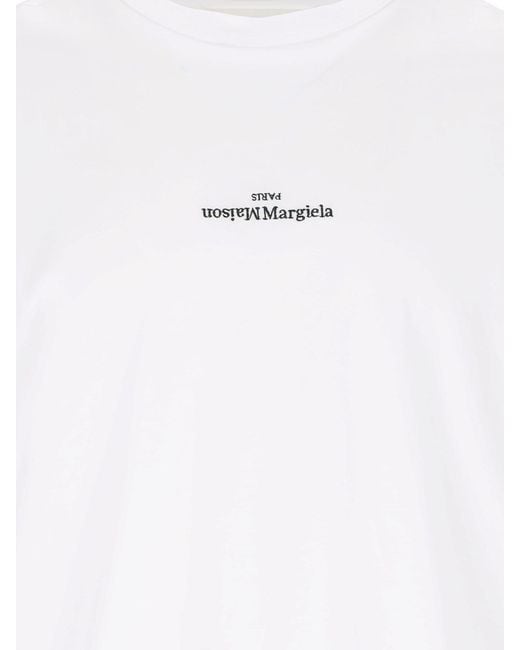Maison Margiela White Distorted Logo T-Shirt for men