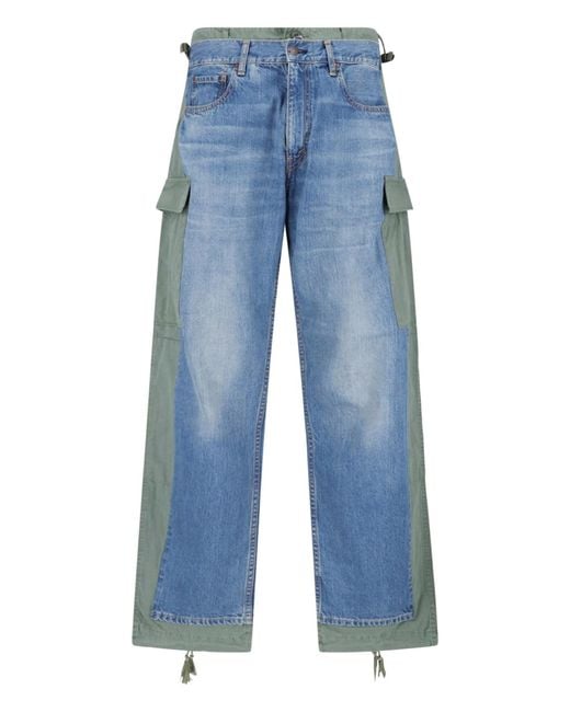 Junya Watanabe Blue Patchwork Cargo Drawstring Denim Jeans for men