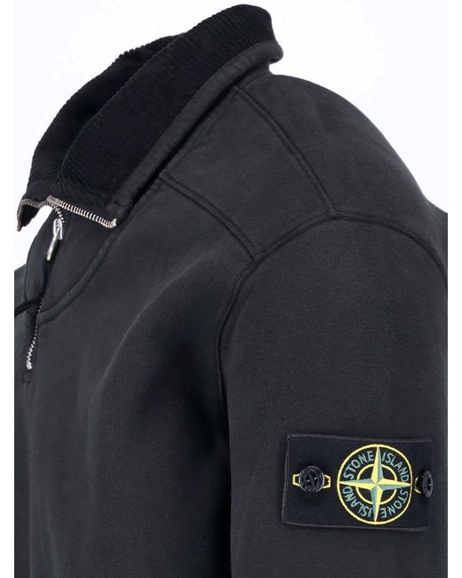 Stone Island Blue Zip Hoodie "Compass" for men