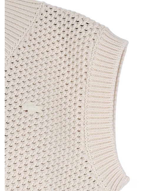 Lacoste White Piqué Cotton Blend Vest for men