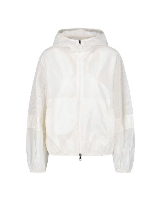 Moncler White Jacket Zip "Zelkova"