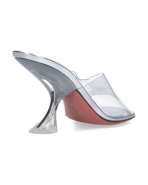 AMINA MUADDI White Pointed Toe Heels With Curved Design