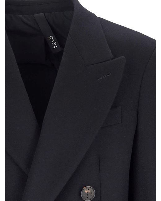 Hevò Blue 'Martina' Double-Breasted Coat for men