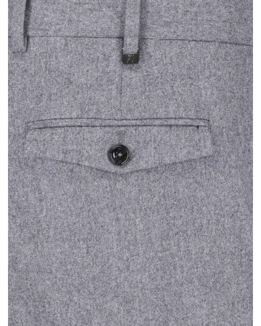 PT Torino Gray Virgin Wool And Cashmere Trousers for men