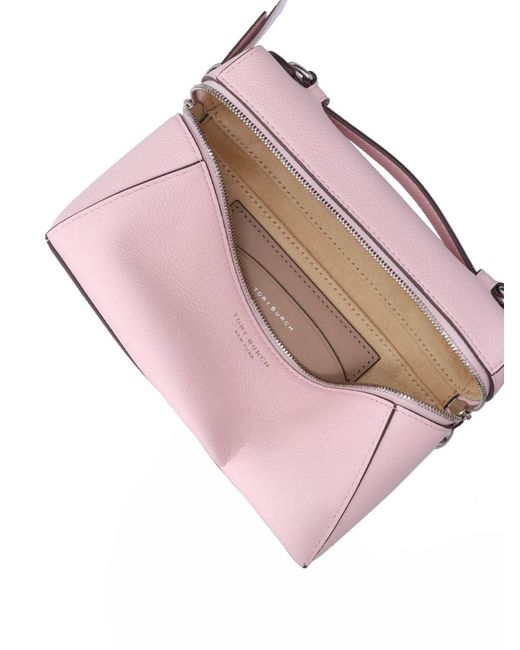Tory Burch Pink Genuine Leather Shoulder Bag