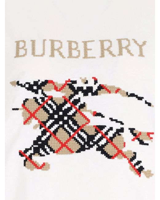 Burberry White 100% Cotton T-Shirt