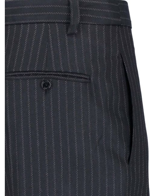 Isabel Marant Blue Tailored Pinstripe Straight-Leg Trousers