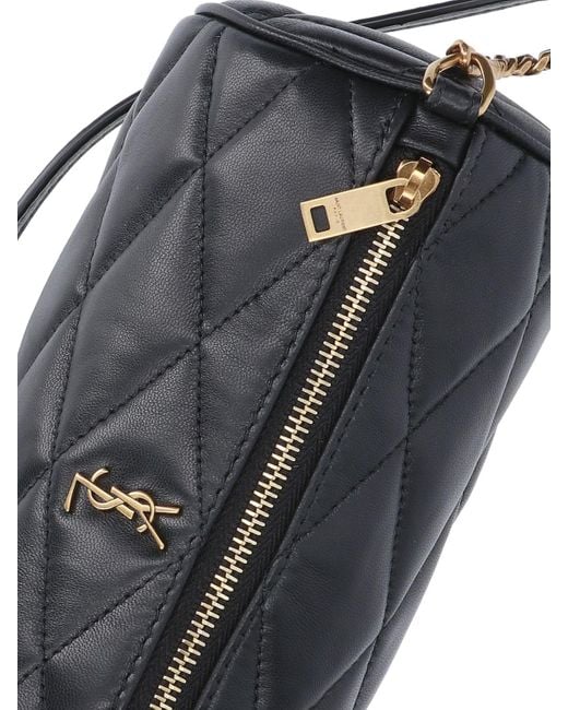 Saint Laurent Black Sade Cylindrical Mini Purse