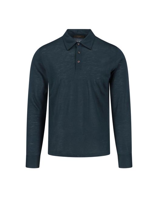 Zanone Blue Virgin Wool Polo Shirt for men