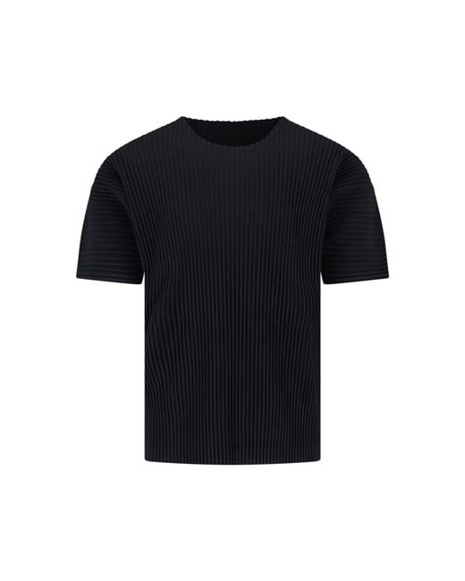 HOMME PLISSÉ Black Pleated T-Shirt for men