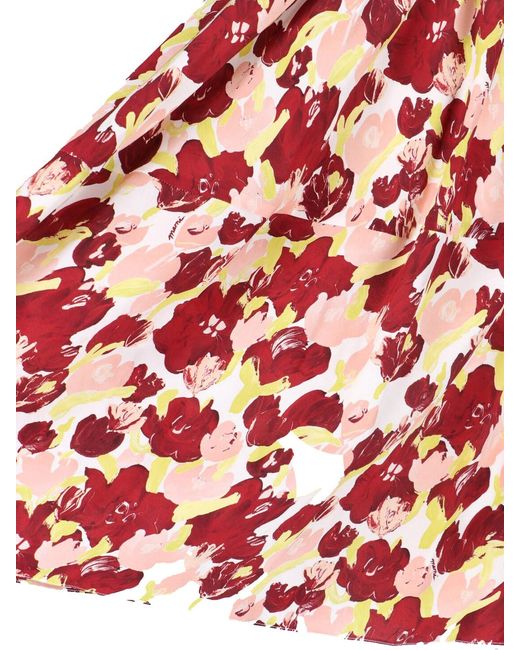 Marni Red Secret Bouquet Silk Skirt