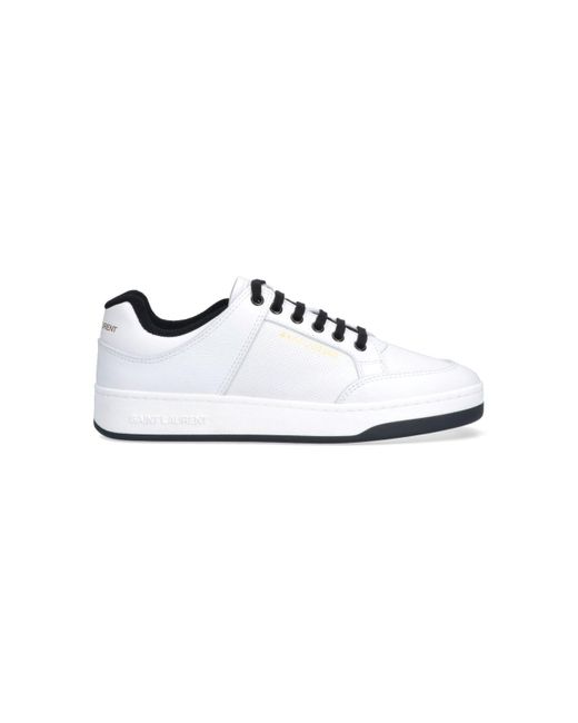 Saint Laurent White Sl 61 Logo-embossed Leather Low-top Trainers for men
