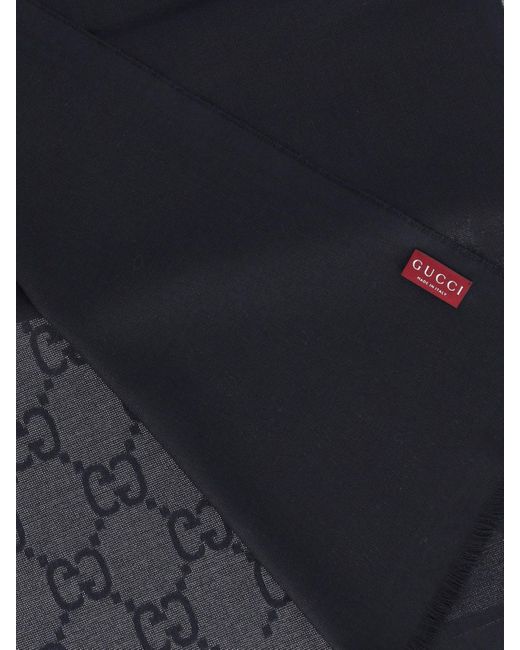Gucci Blue 'Gg' Wool Scarf for men