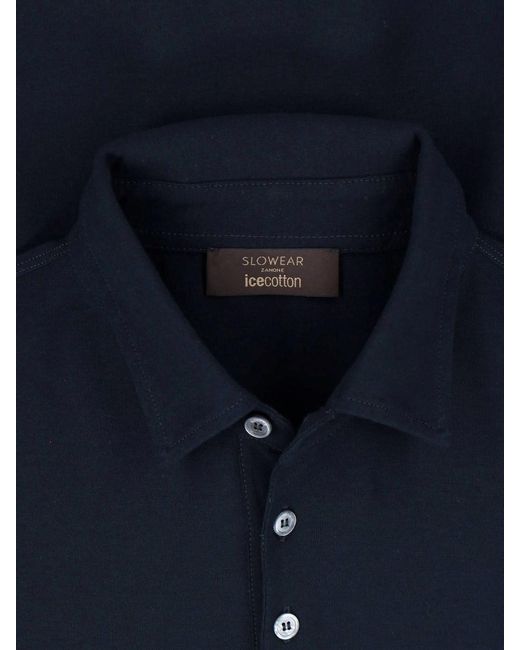 Zanone Blue Cotton Polo Shirt for men