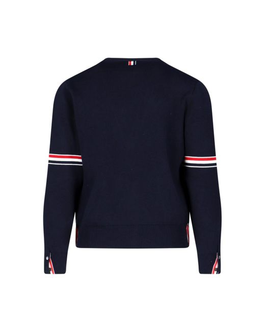 Cardigan Dettagli Tricolore di Thom Browne in Blue da Uomo