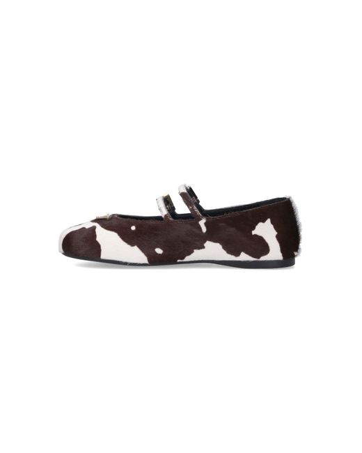 Ballerine bianche/moro con stampa animalier di Prada in White