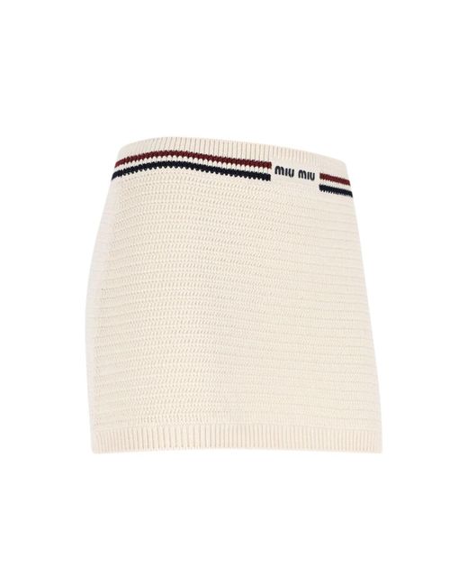 Miu Miu Natural Knitted Mini Skirt