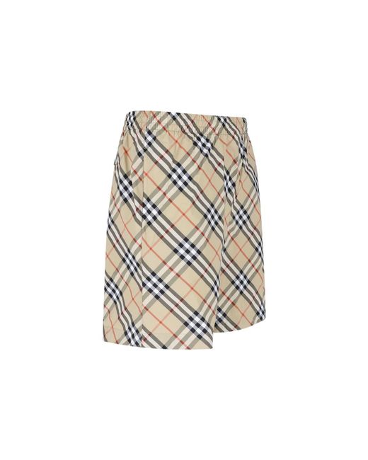 Burberry White Beach Shorts "Check" for men