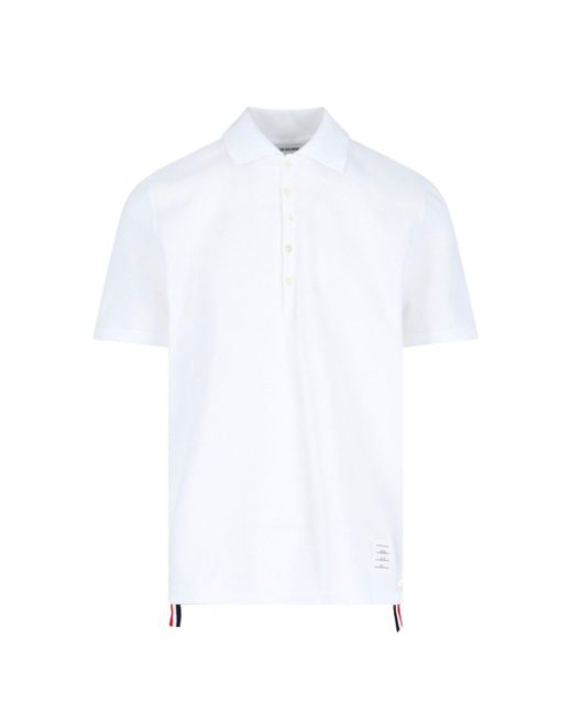 Thom Browne White Polo Shirt With Tricolor Detail On The Back for men
