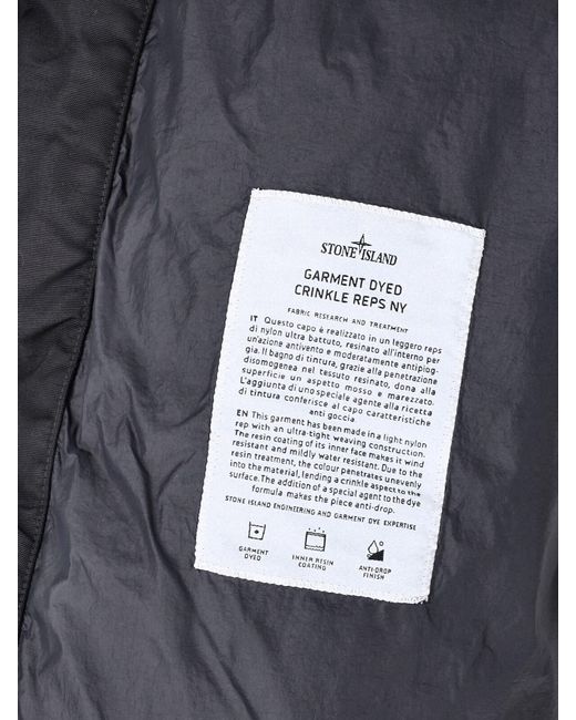 Stone Island Blue Zip Jacket "Crinkle Reps Ny" for men