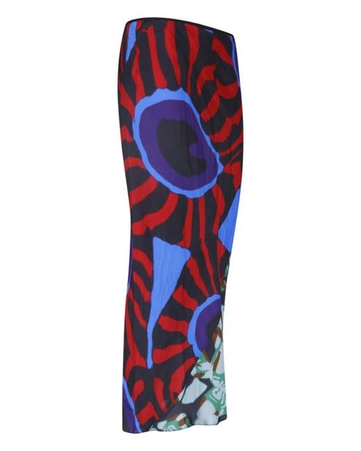 Dries Van Noten Blue Printed Midi Skirt