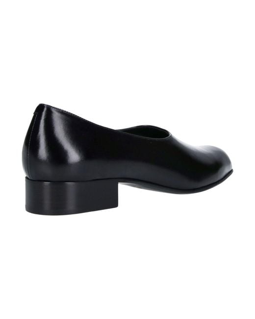Khaite Black Glossy Leather Slip-On Moccasins With Squared Toe