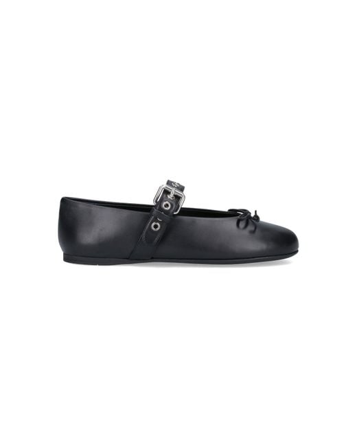 Miu Miu Black Leather Ballerina Flats