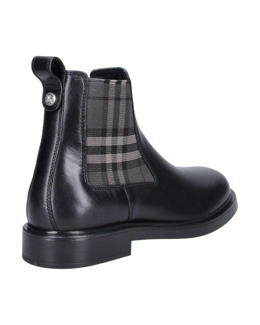 Burberry Blue Calf Leather And Rubber Boots for men