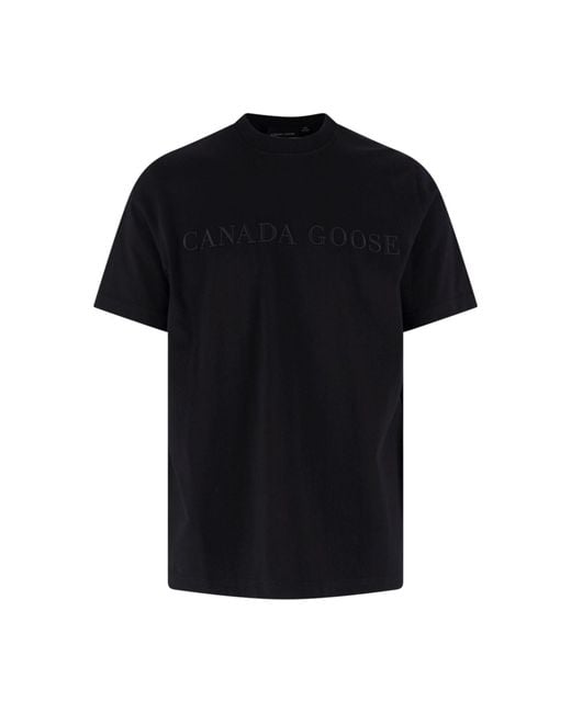 Canada Goose Black Short-Sleeve Embossed Cotton Logo T-Shirt for men