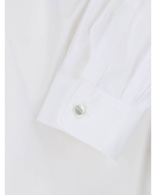 Jil Sander White Minimalist Pointed Collar Cotton Shirt for men