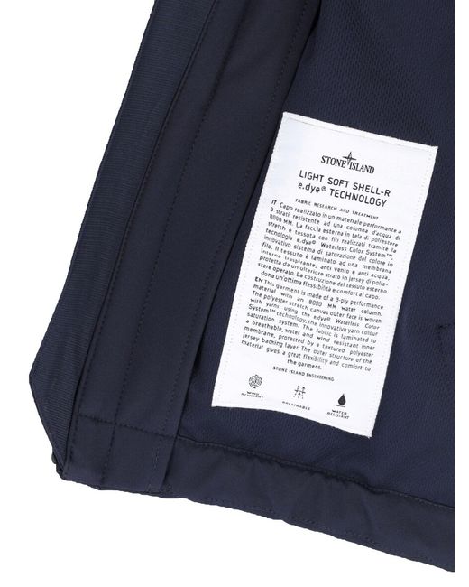 Stone Island Blue Jacket Zip "Soft Shell-R" for men