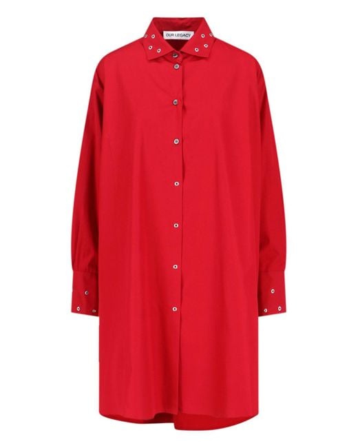Our Legacy Red Frock Shirt Dress