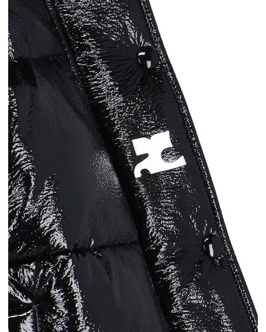 Courreges Black Crop Vinyl Puffer Jacket
