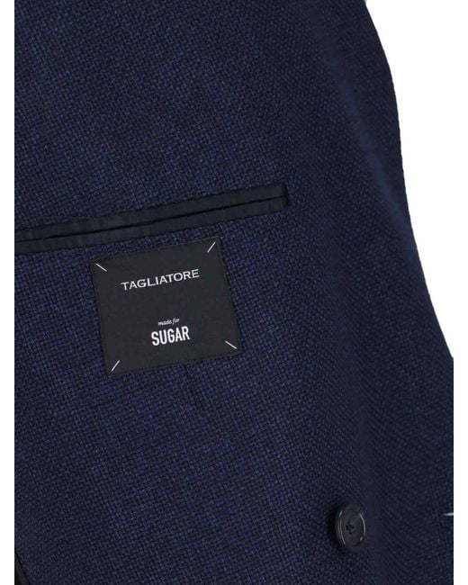 Tagliatore Blue Double-Breasted Blazer for men