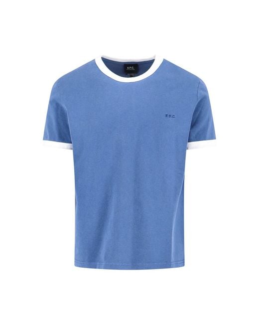 A.P.C. Blue T-Shirts And Polos Organic Cotton for men
